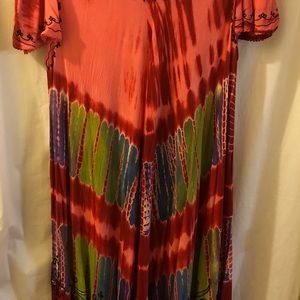Caftan Tie Dye Embroidered Dress